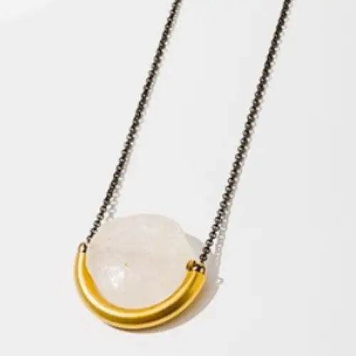 Opalite Sun & Moon Silver Necklace