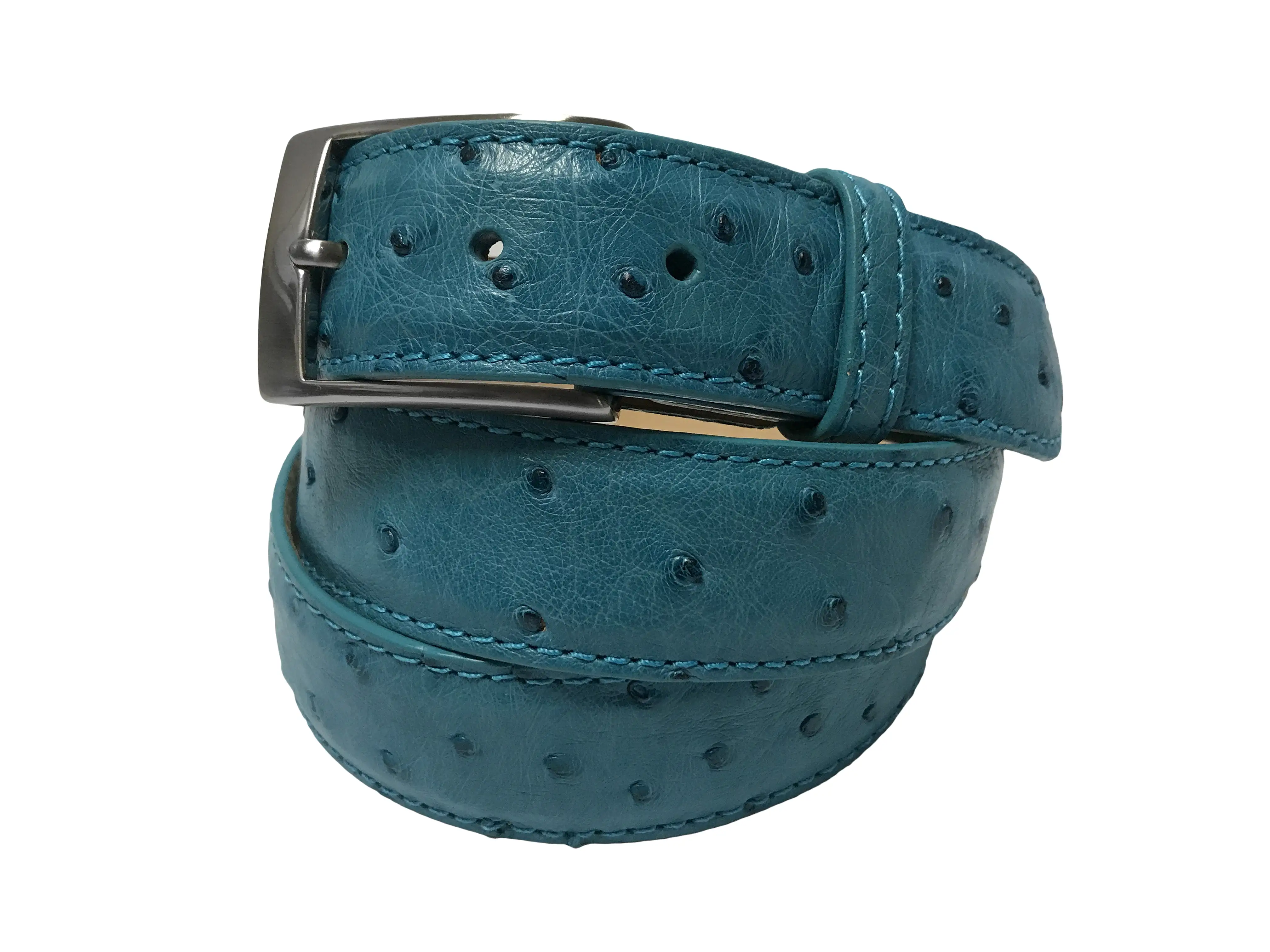 Ostrich Skin Belt Turquoise