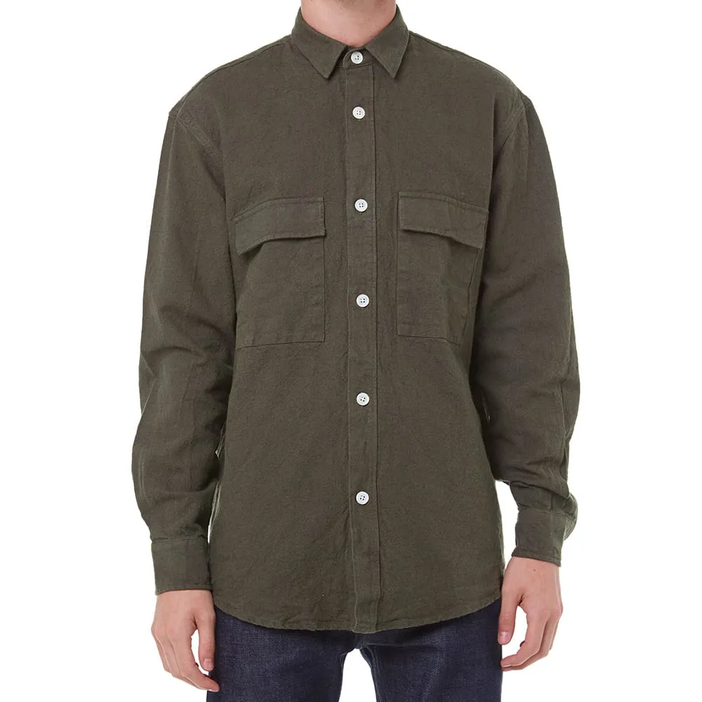 Our Legacy 2 Pocket Shirt - END. ExclusiveOlive Heavy American Oxford