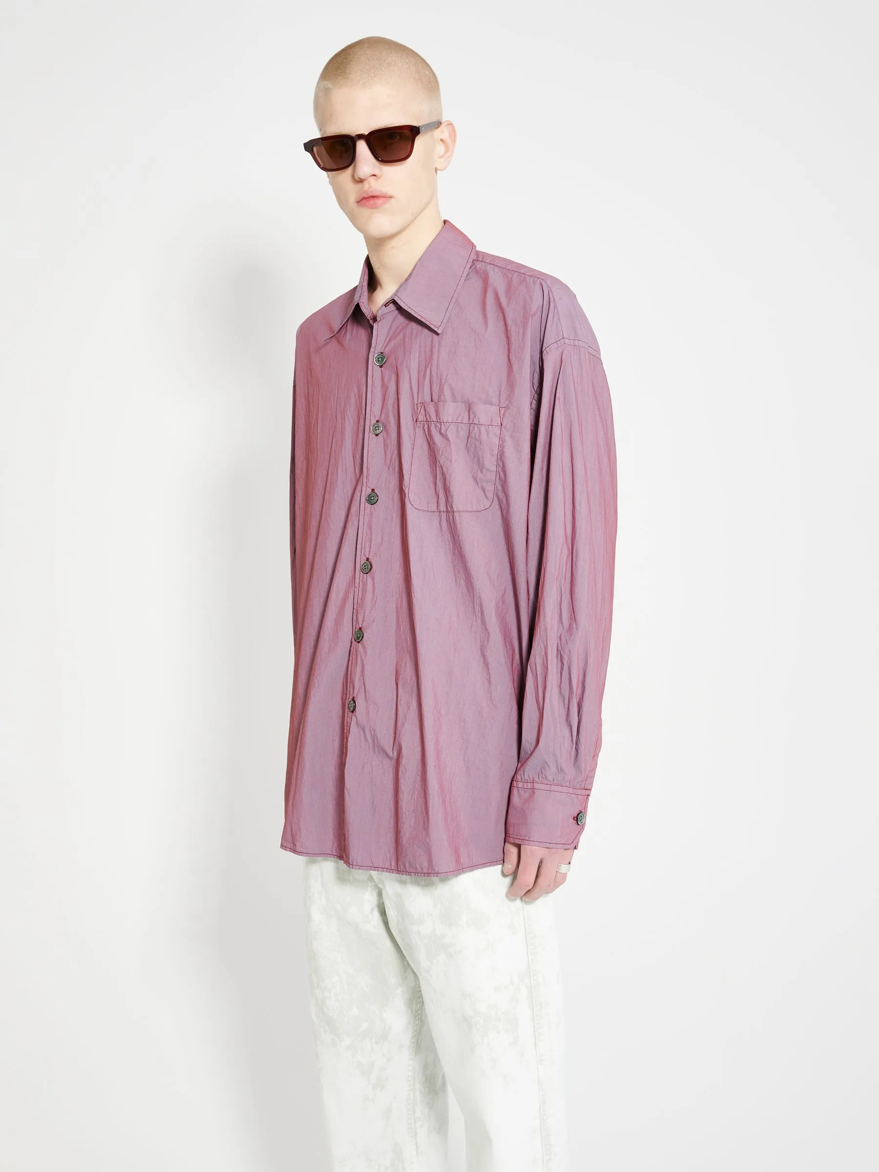 Our Legacy Borrowed Shirt Raspberry Parachute Poplin