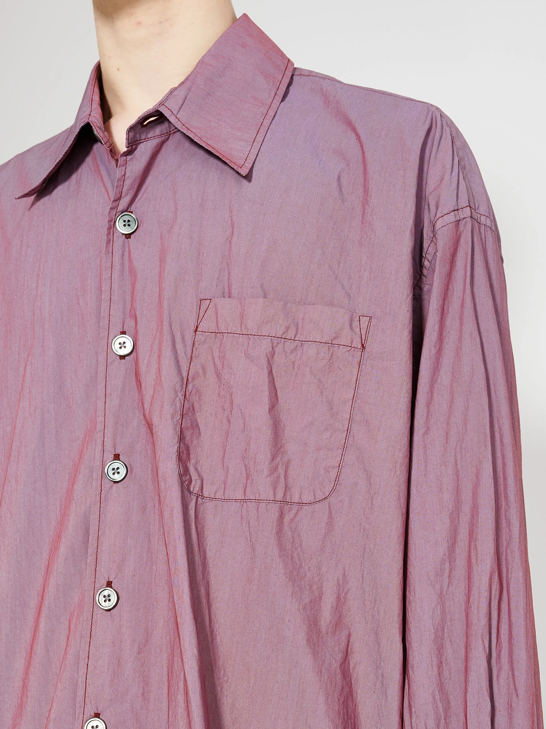 Our Legacy Borrowed Shirt Raspberry Parachute Poplin