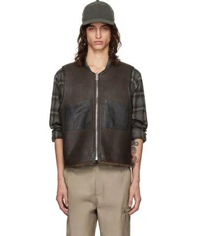 Our Legacy Brown Patch Pocket Reversible Shearling Vest