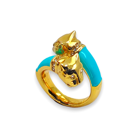 PANTHER RING CONTRARIE' TURQUOISE