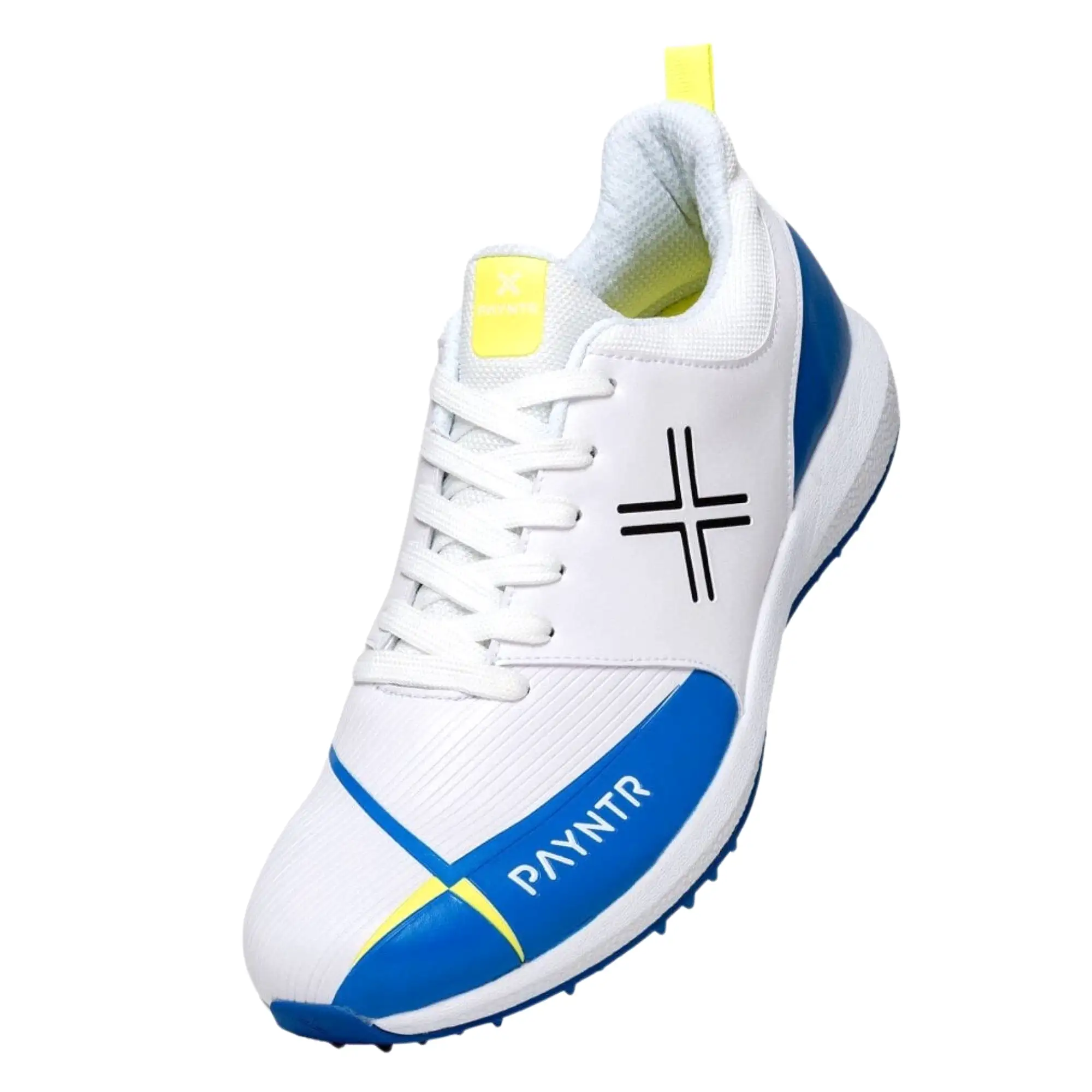 Payntr Cricket Shoes, Model V Pimple - White/Blue All Rounder Cricket Shoes