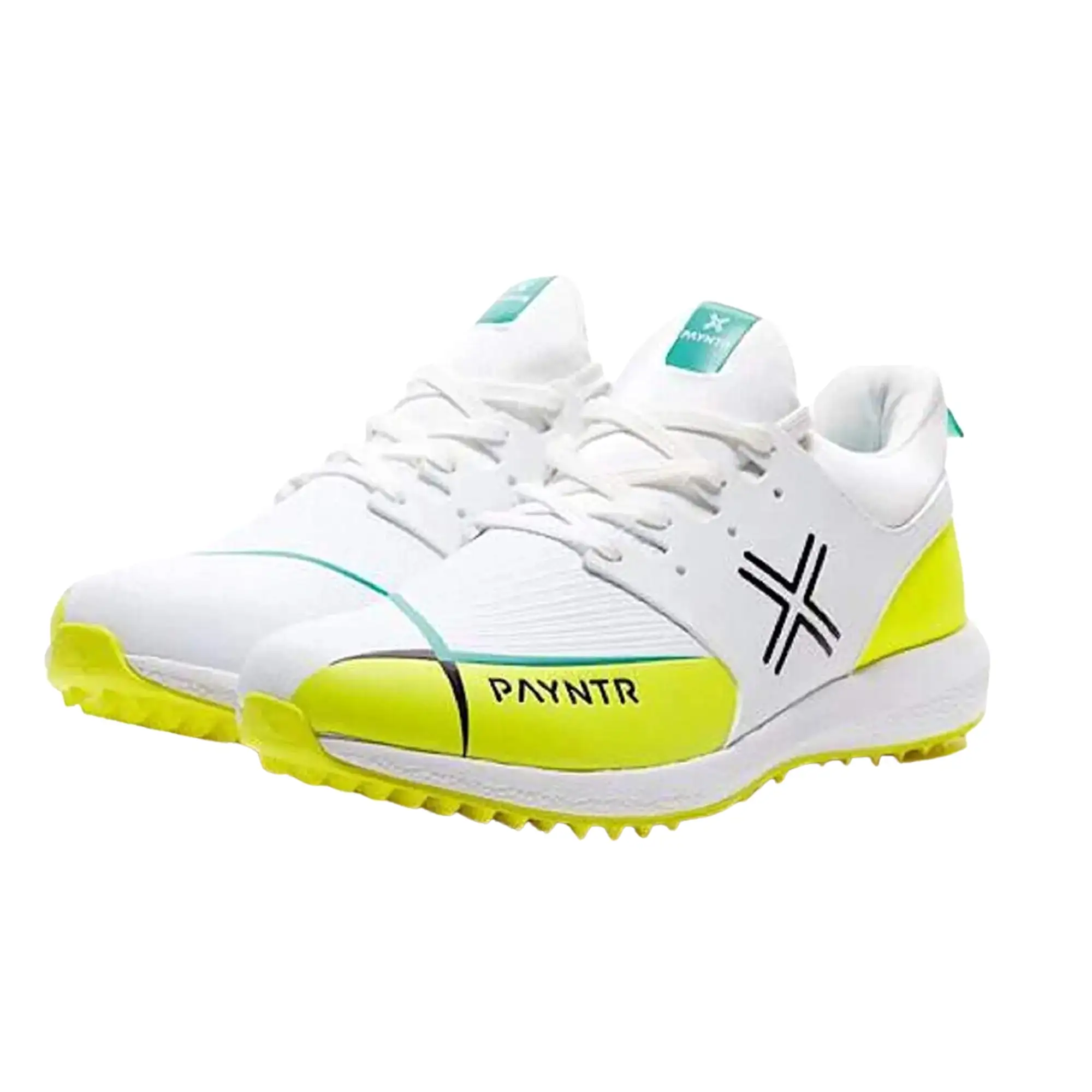 Payntr cricket shoes, Model X MK3 Evo Pimple - White/Yellow All Rounder Cricket Shoes