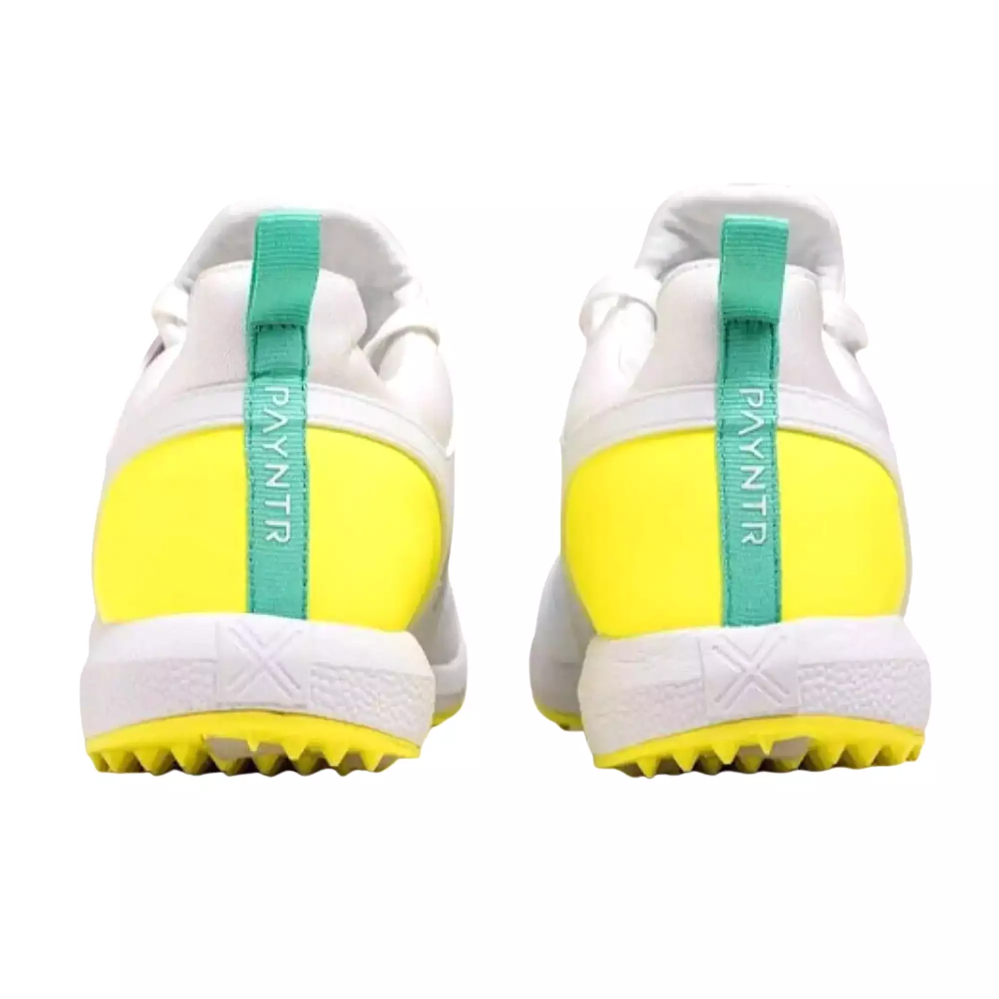 Payntr cricket shoes, Model X MK3 Evo Pimple - White/Yellow All Rounder Cricket Shoes