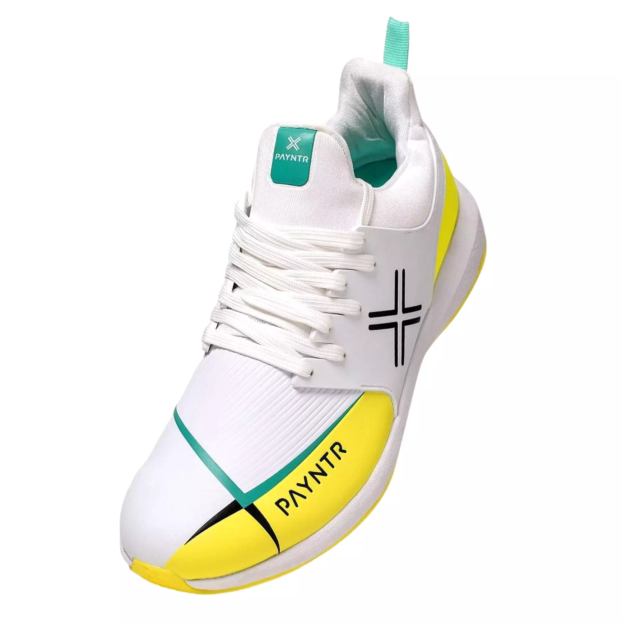 Payntr cricket shoes, Model X MK3 Evo Pimple - White/Yellow All Rounder Cricket Shoes