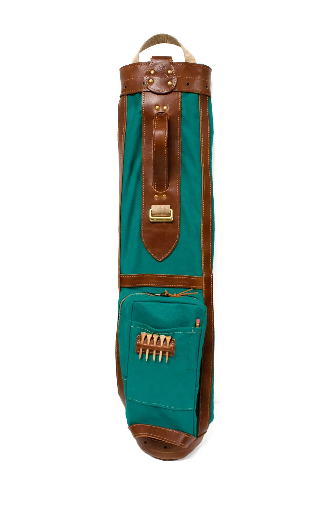 Pencil Style Golf Bag- Turquoise with Natural Leather