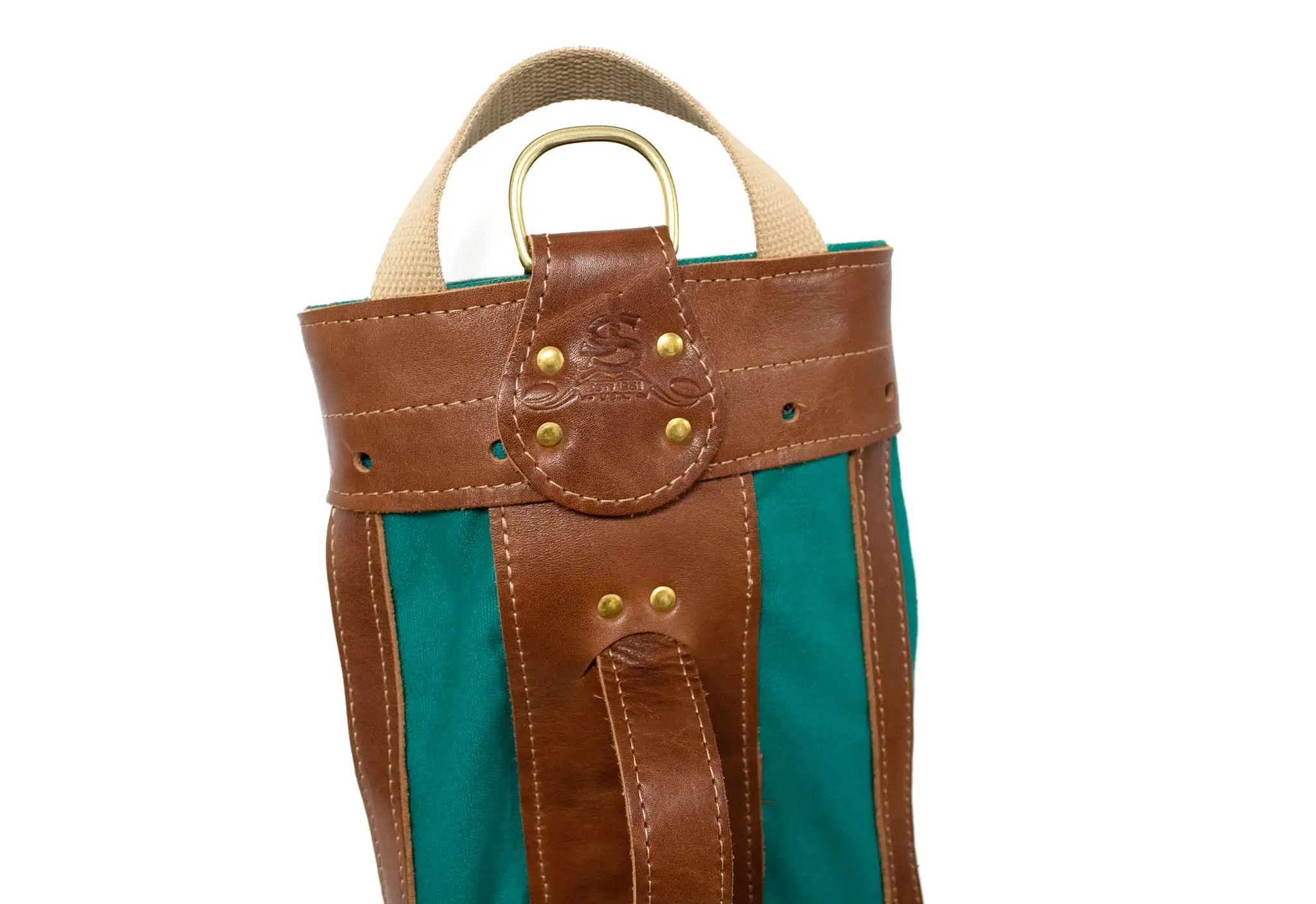 Pencil Style Golf Bag- Turquoise with Natural Leather