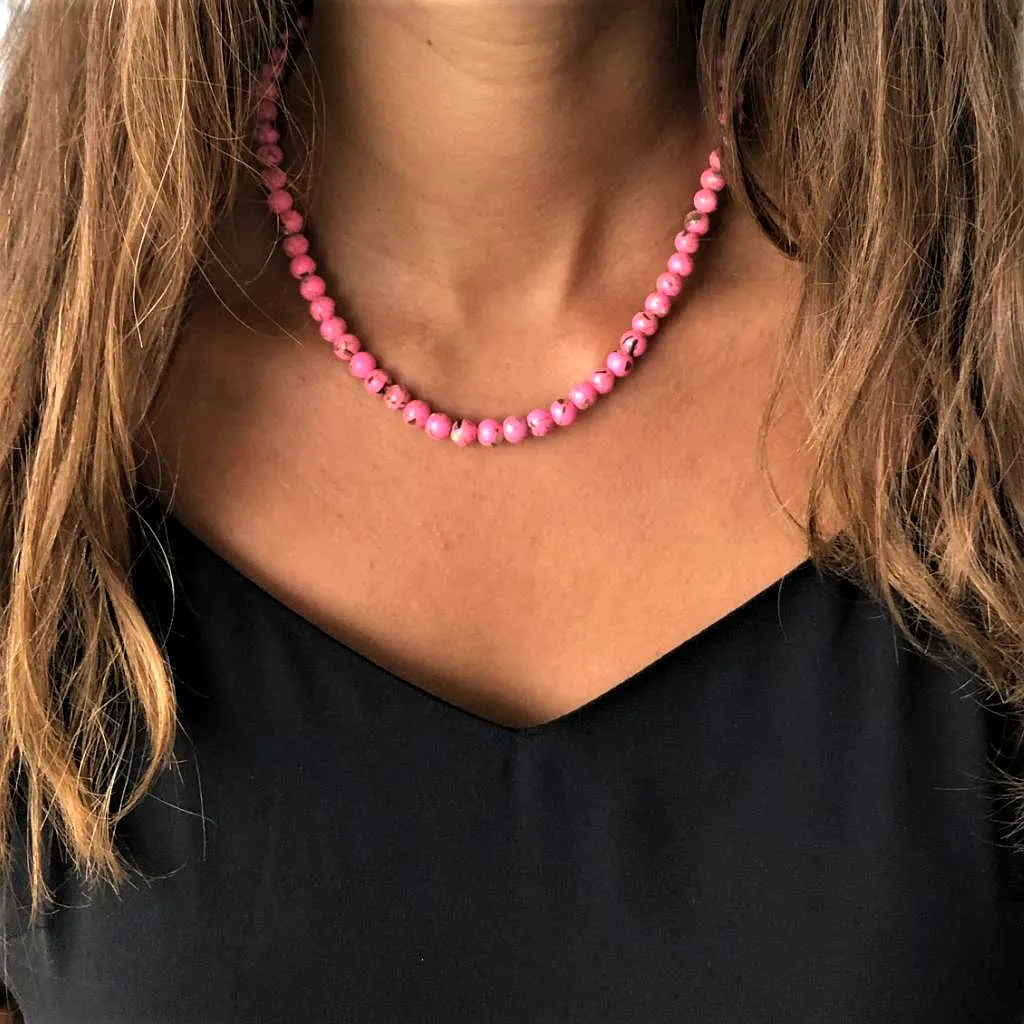 Pink Mosaic Beaded Necklace