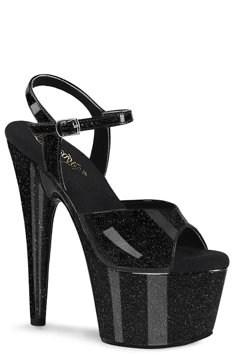 Pleaser USA Adore-709GP 7inch Pleasers - Black Glitter