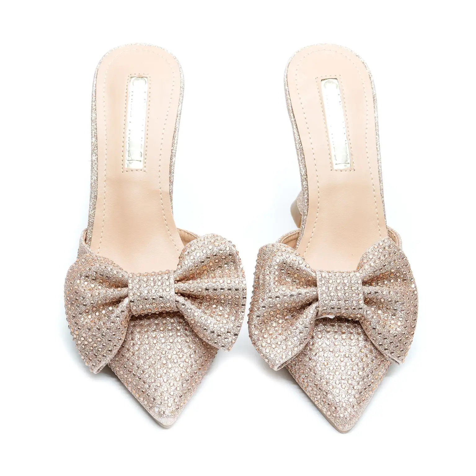 Pointed Bow Crystal Sandals