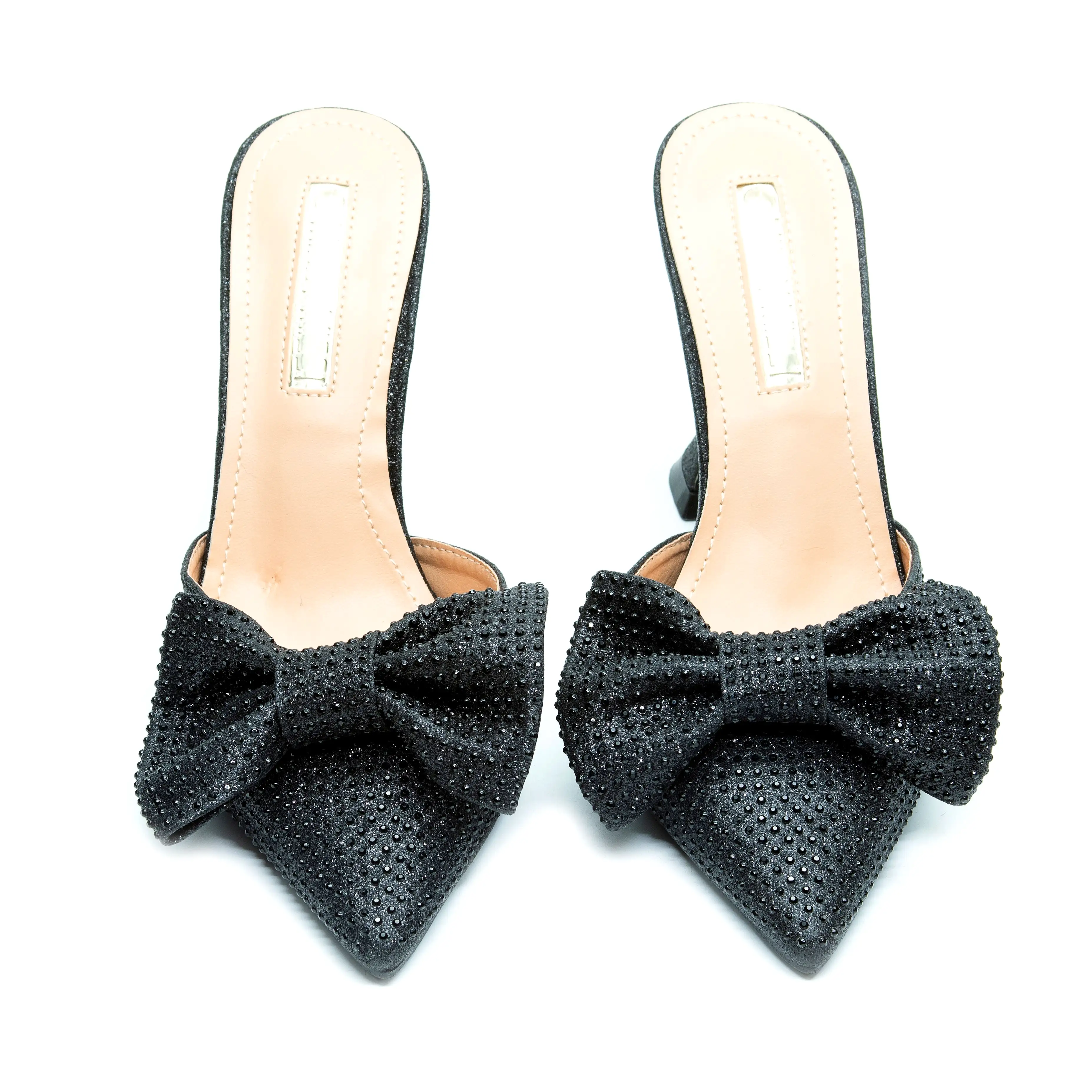 Pointed Bow Crystal Sandals