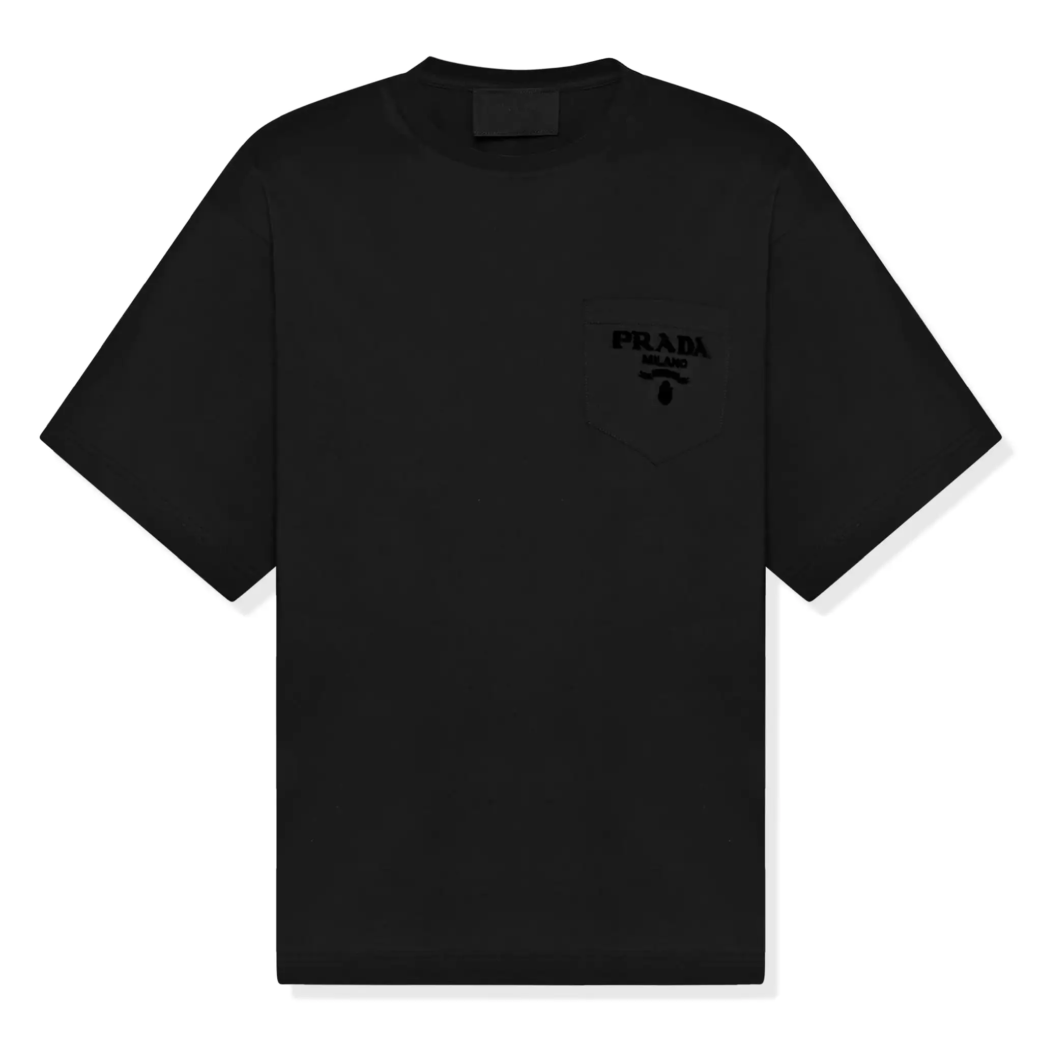 Prada Cotton Chest Logo Black T Shirt