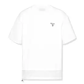 Prada Logo Re-Nylon Jersey T Shirt White