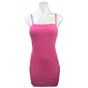 Princess Polly Pink Ribbed Square Neck Strappy Sleeveless Mini Cami Tank Dress 8