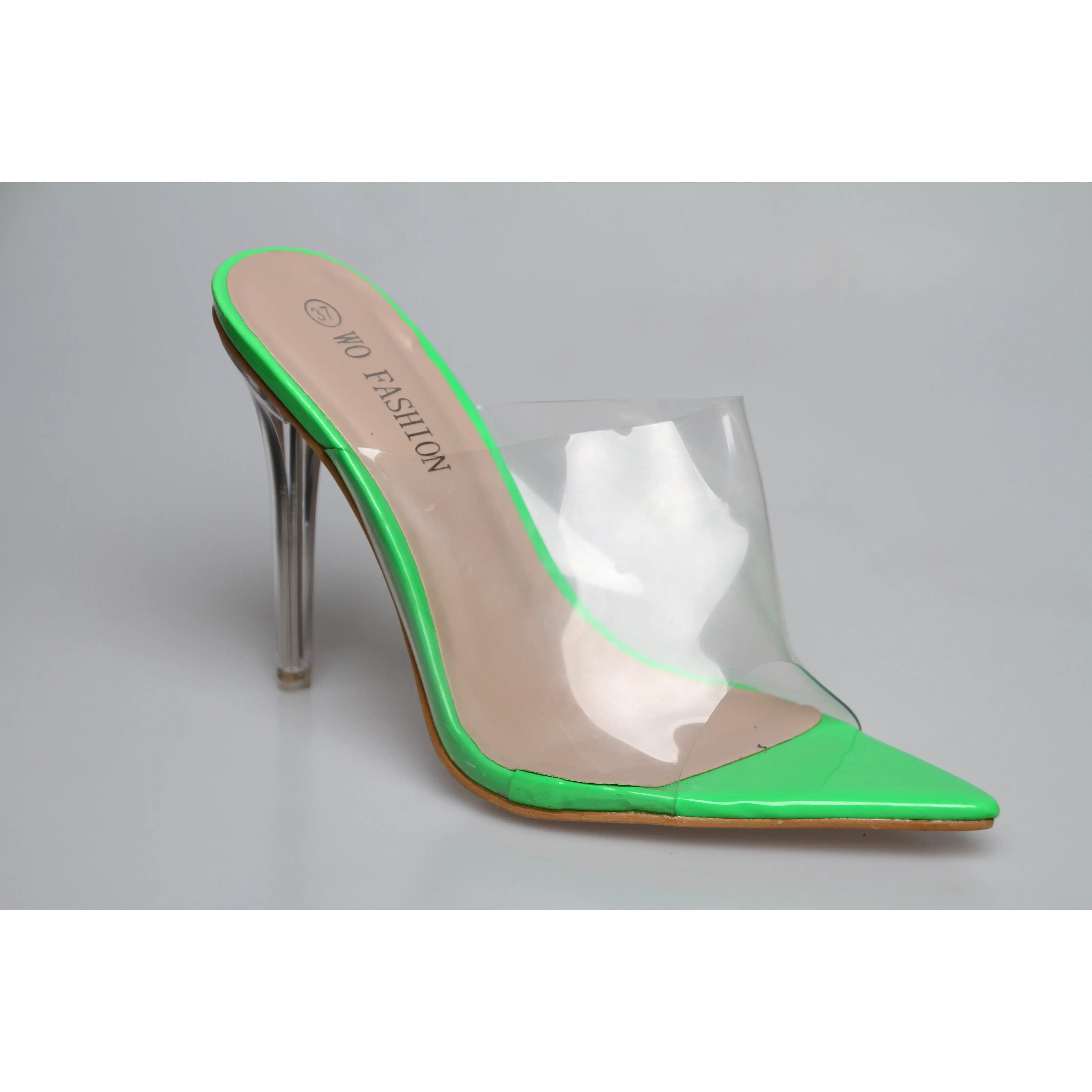 PVC transparent open toe high heel