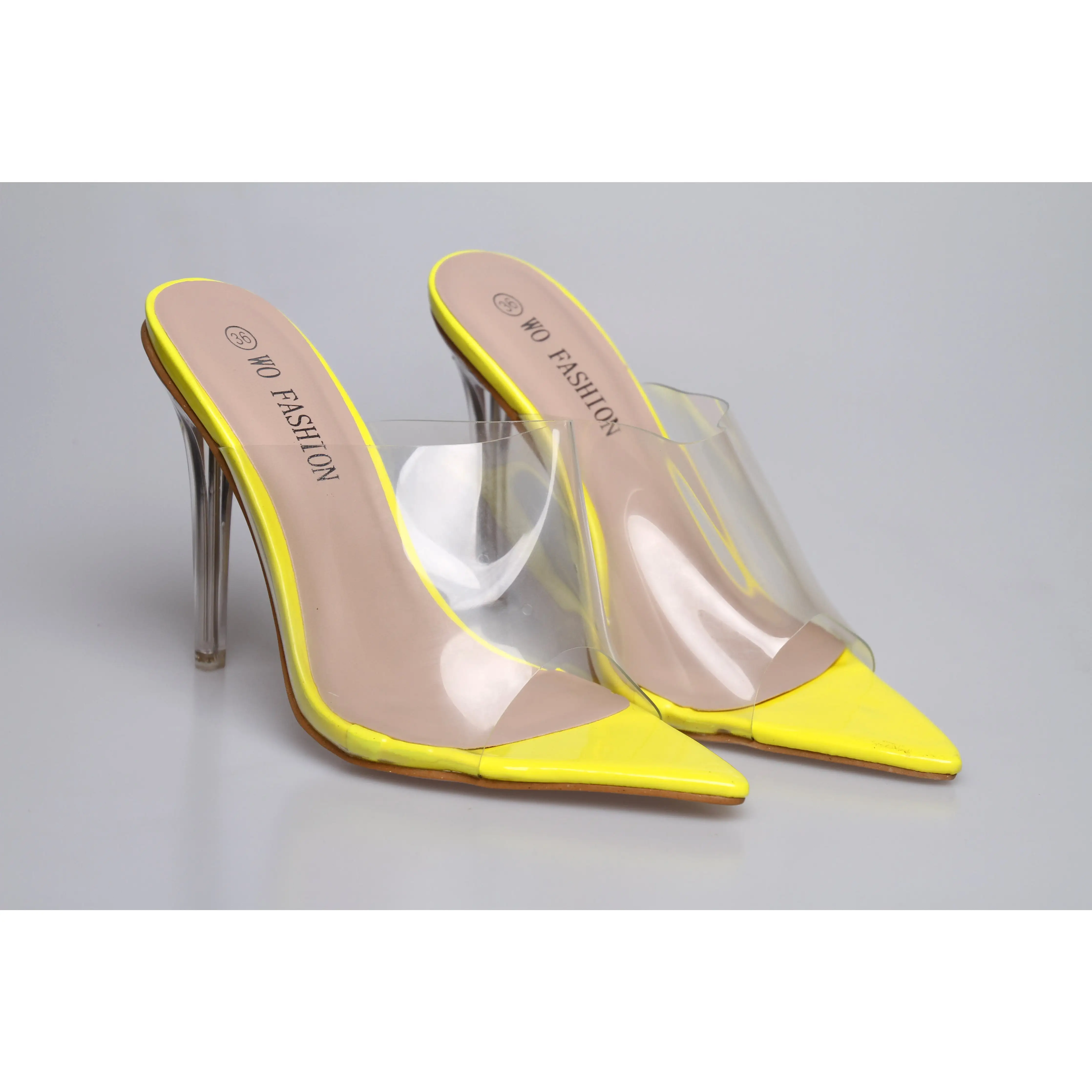 PVC transparent open toe high heel