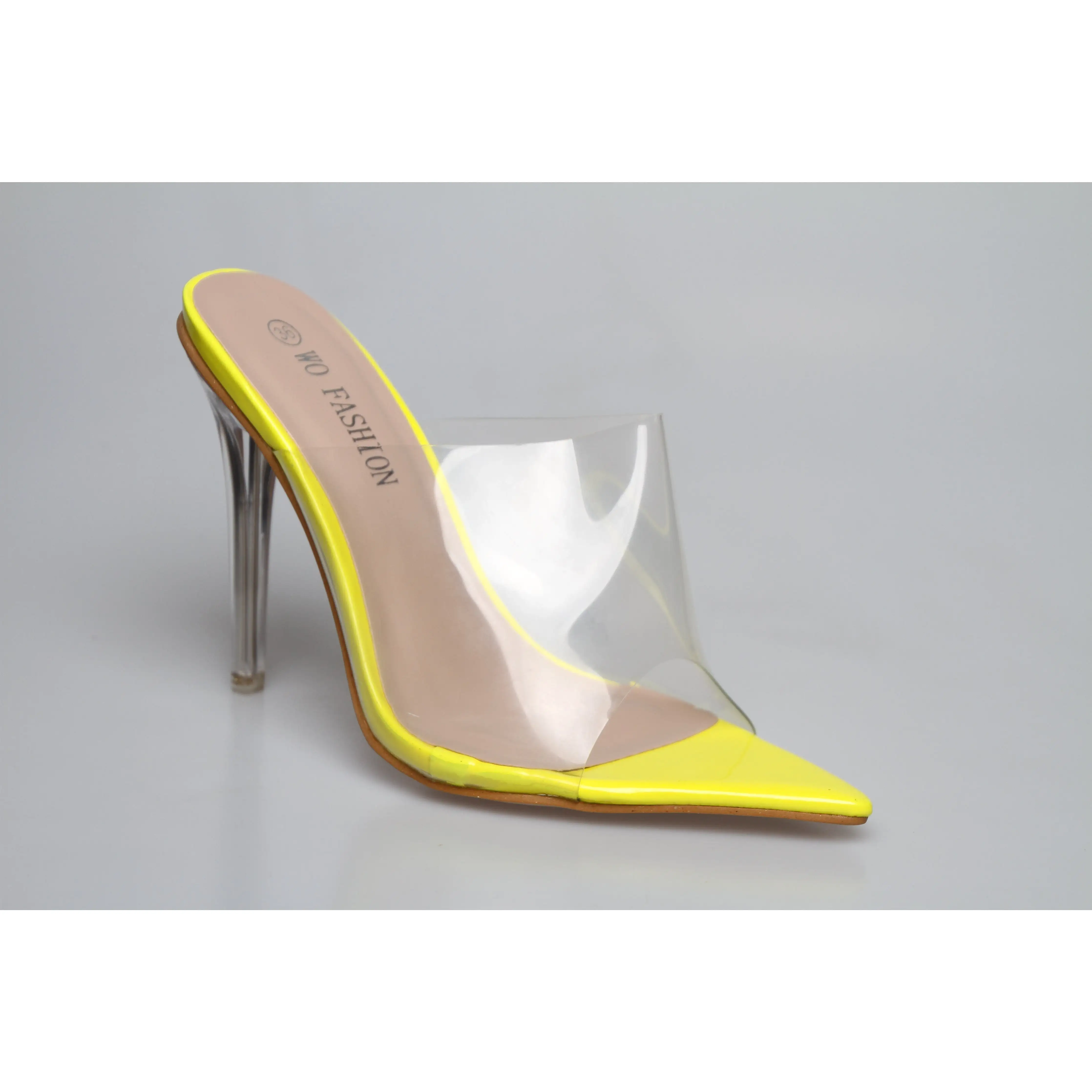 PVC transparent open toe high heel