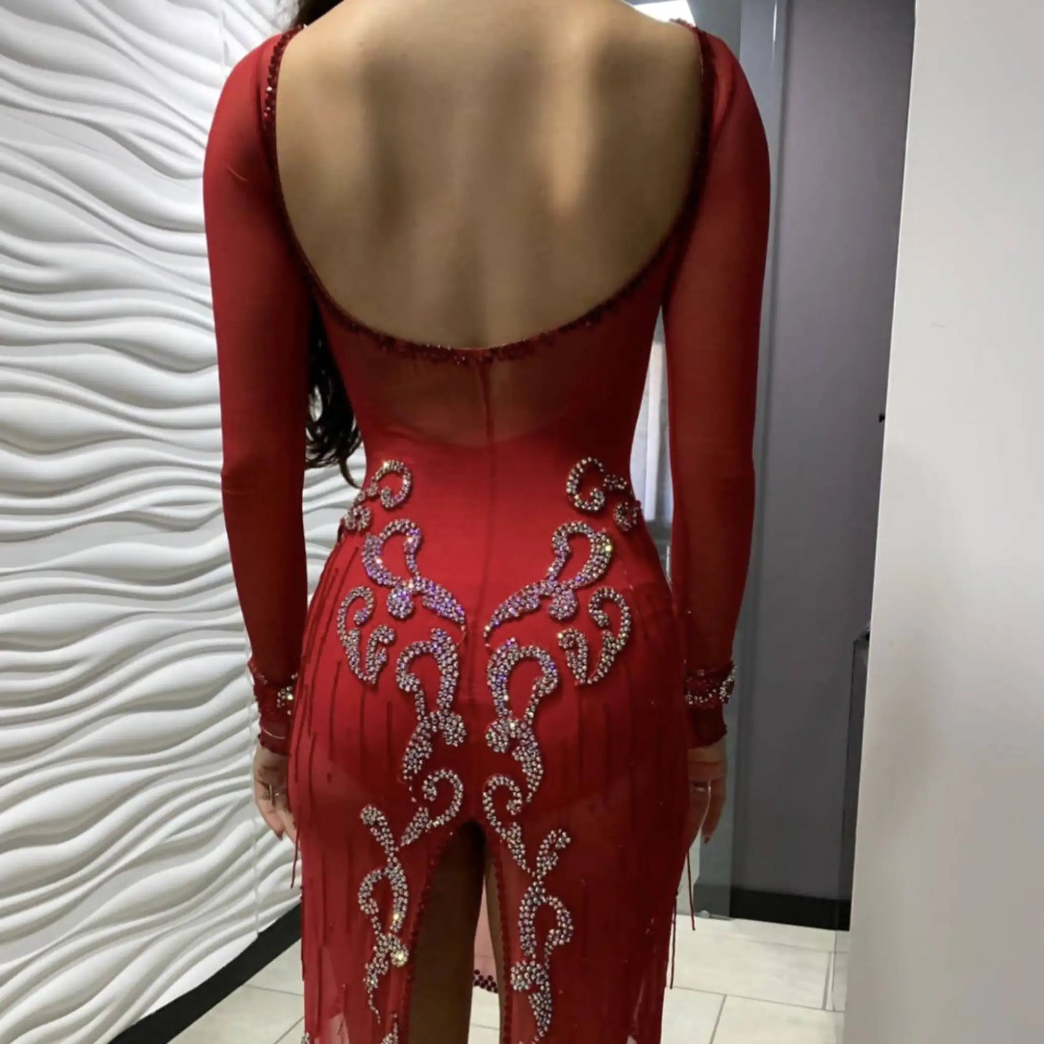 Red Latin Dress with Swarovski Stones