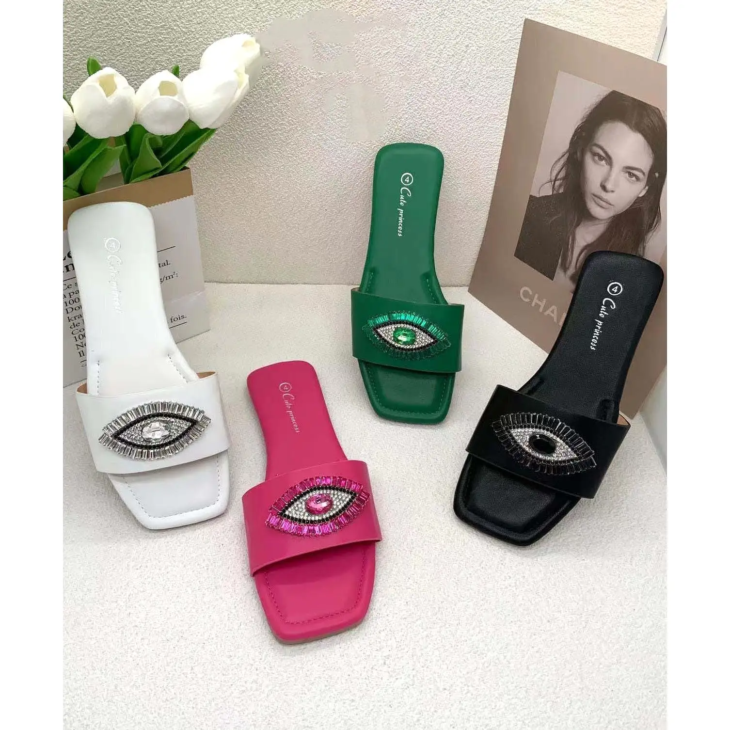 Rhinestone Eye Sandals