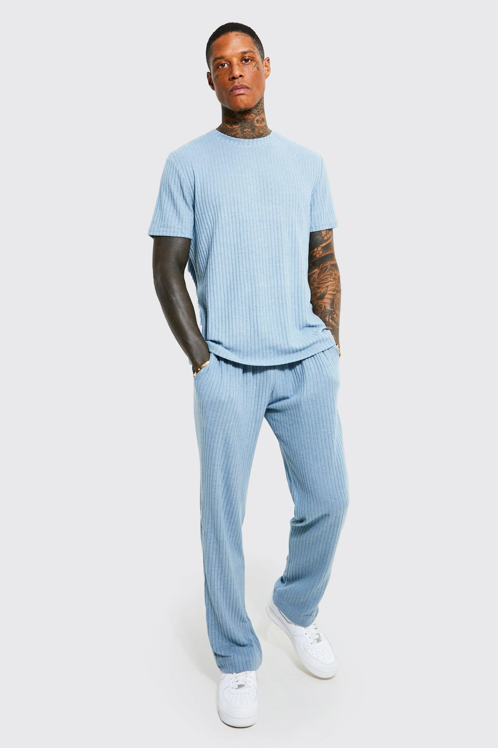 Ribbed Jersey T-shirt And Jogger Set