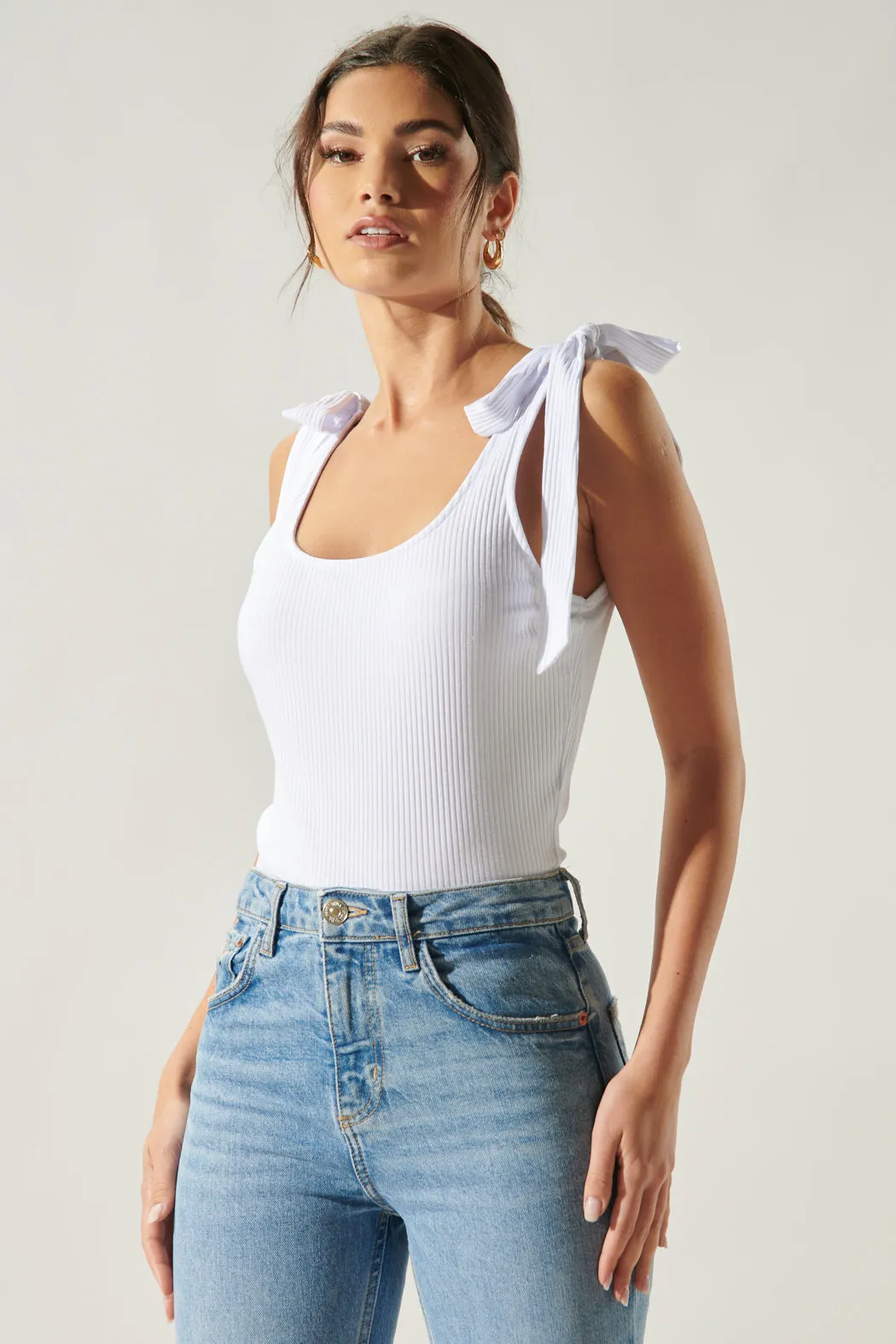 Ripley Ribbed Scoop Neck Cropped Tank Top