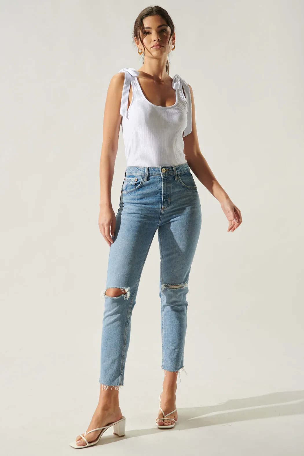 Ripley Ribbed Scoop Neck Cropped Tank Top