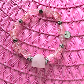 Rose Quartz and Quartz Crackle Bracelet