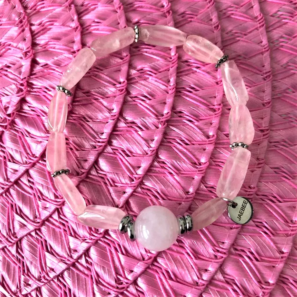 Rose Quartz Beaded Stretch Bracelet