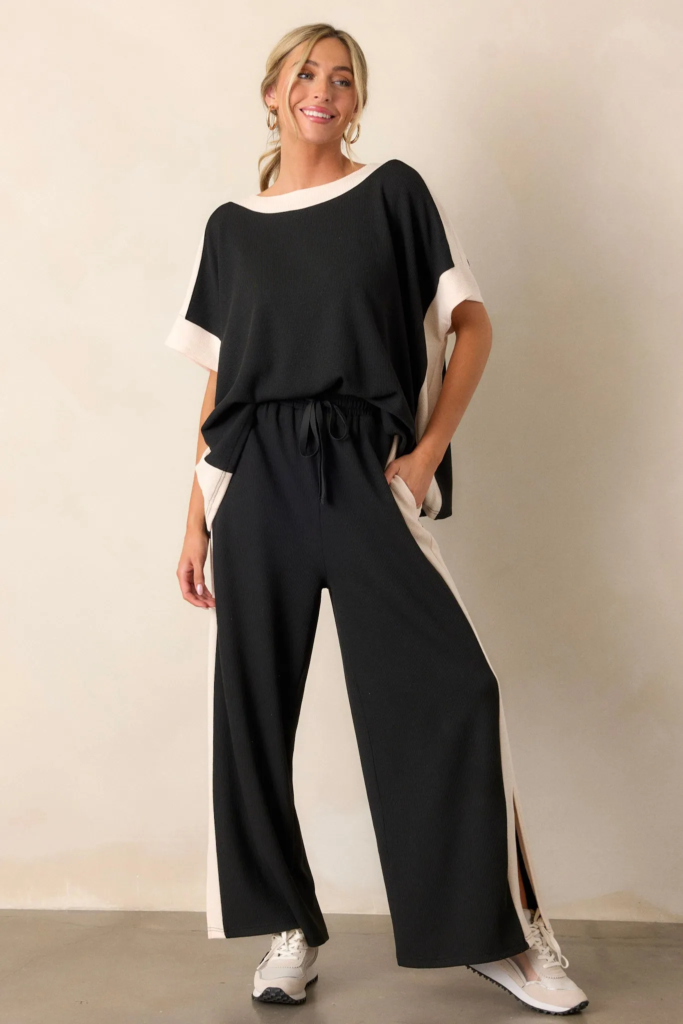 See The End Black & Ivory Ribbed Pants