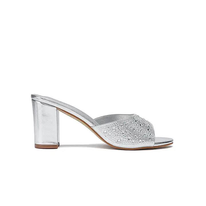 Shiny upper Embellished Mule HL 180