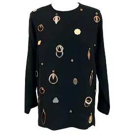 Stella McCartney Black Crepe Embellished Top XS