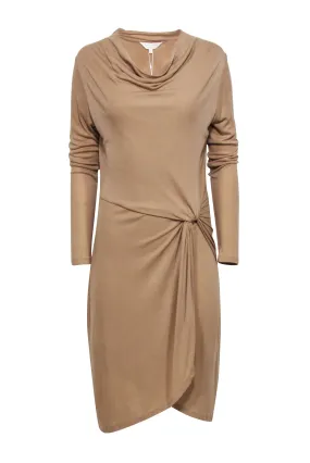 Ted Baker - Beige Ribbed Cowl Neckline Dress Sz 6