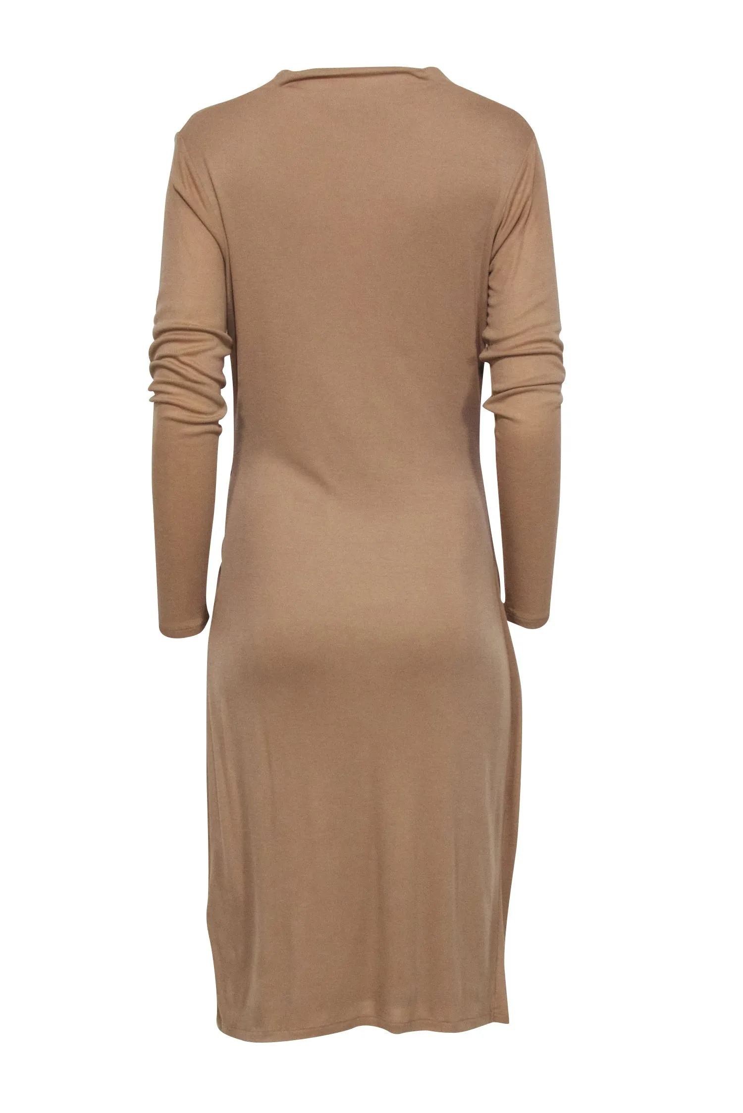 Ted Baker - Beige Ribbed Cowl Neckline Dress Sz 6