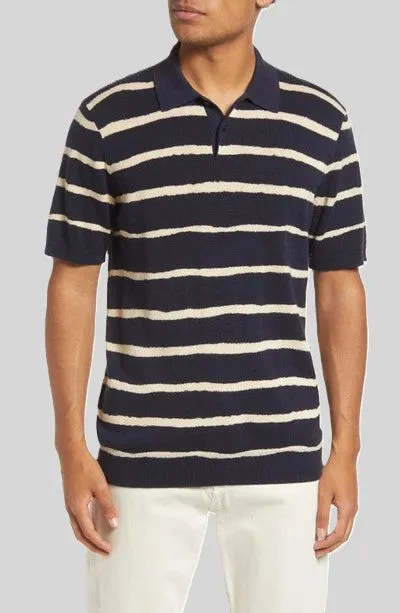 Ted Baker Cromer Painted Stripe Knitted SS Polo Navy