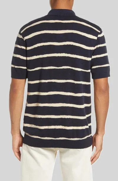 Ted Baker Cromer Painted Stripe Knitted SS Polo Navy