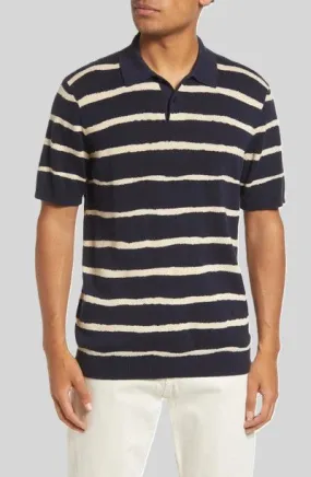 Ted Baker Cromer Painted Stripe Knitted SS Polo Navy