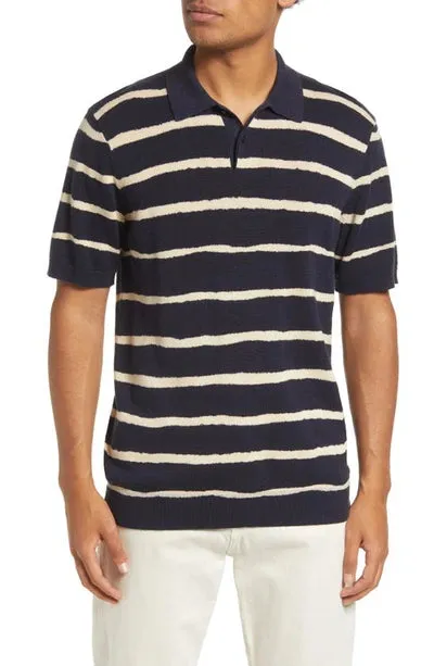 Ted Baker Cromer Painted Stripe Knitted SS Polo Navy