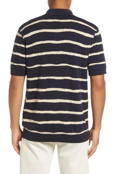 Ted Baker Cromer Painted Stripe Knitted SS Polo Navy