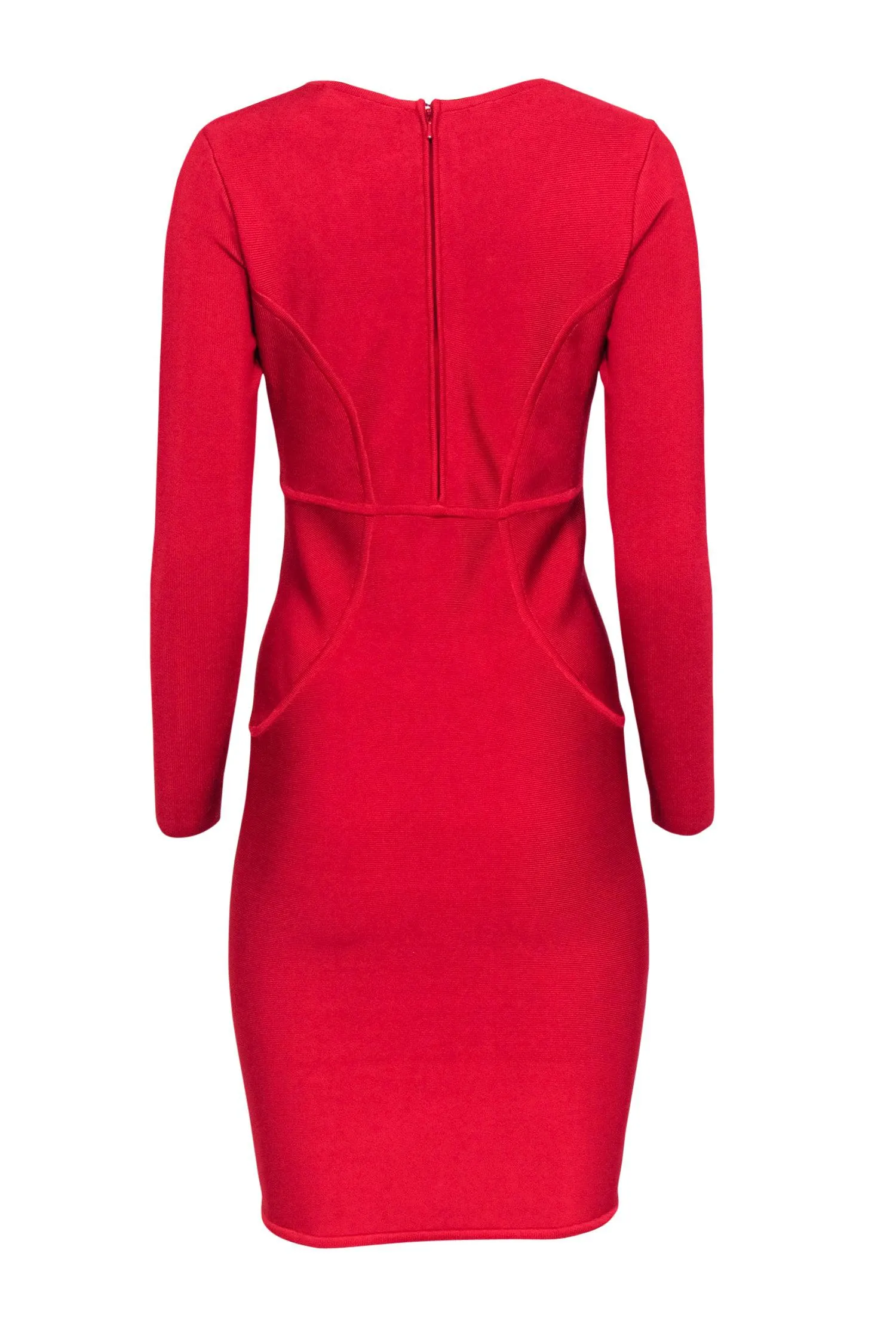 Ted Baker - Red Knit Long Sleeve Bodycon Dress Sz 6