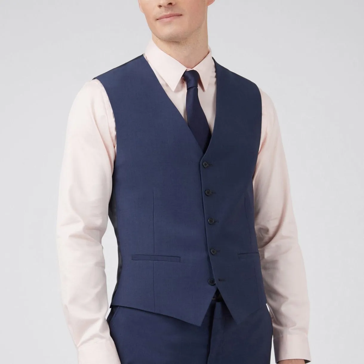 TED BAKER slim fit panama blue waistcoat