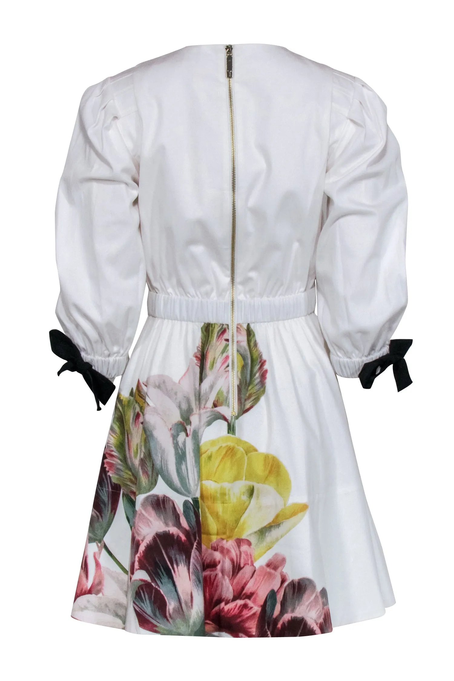 Ted Baker - White w/ Pink Large Floral Print Long Sleeve Dress Sz 4