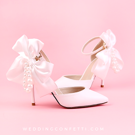 The Eloise White Pearl Heels