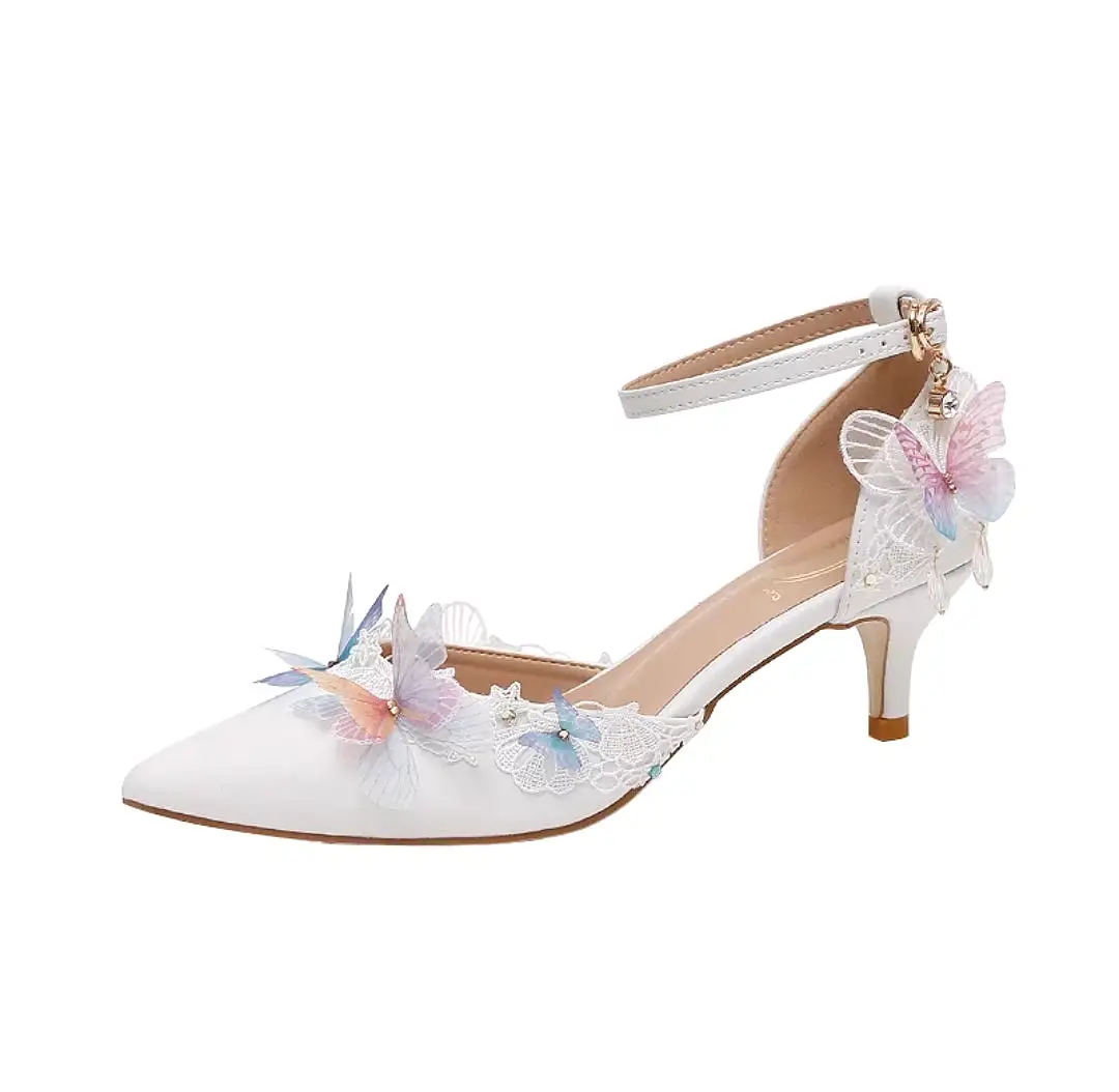 The Floral Edition - The Elisa White Butterfly Heels