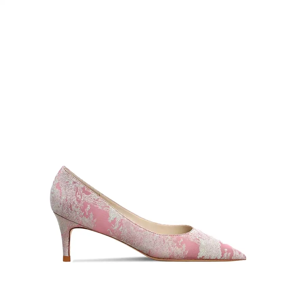 The Kim Pink Oriental Floral Heels