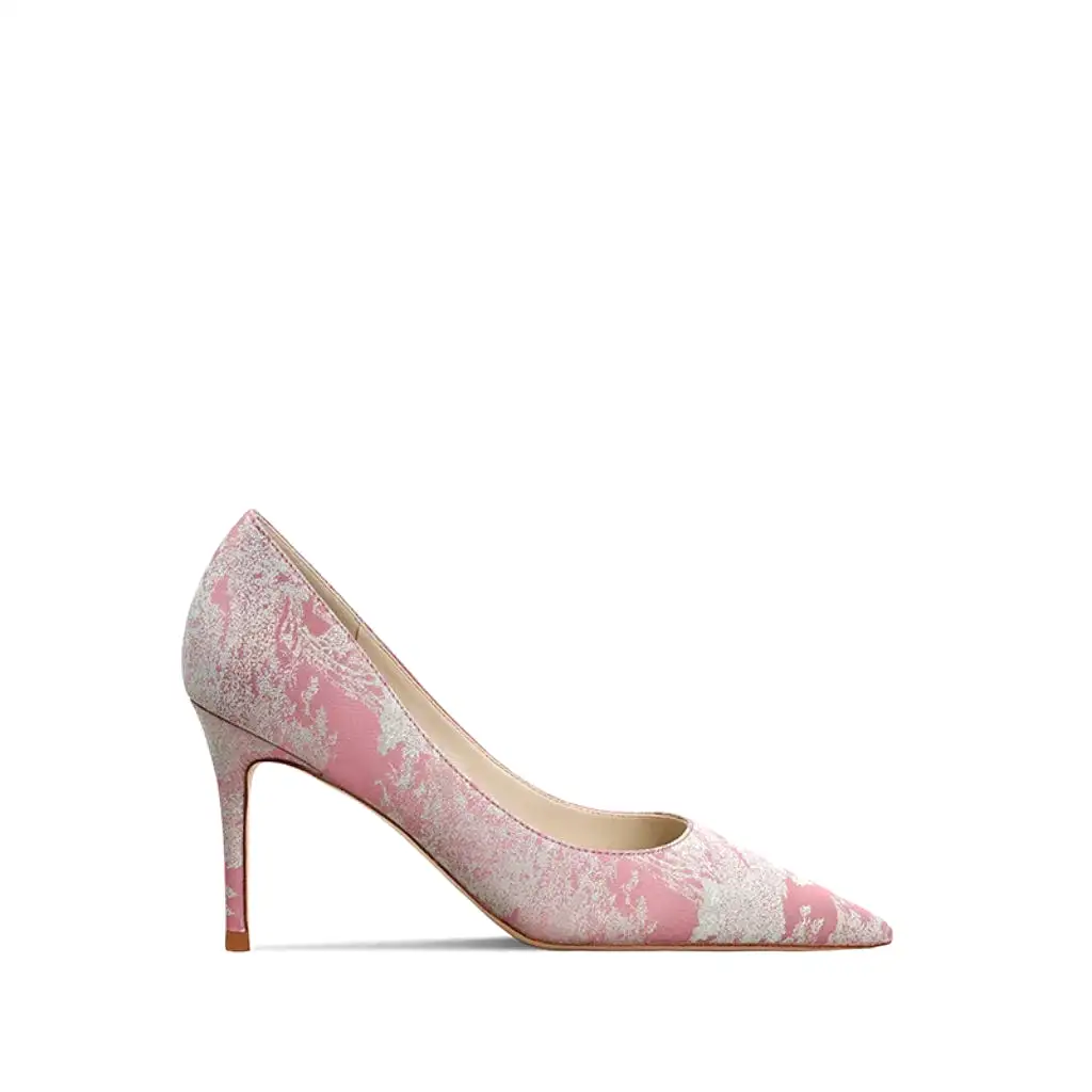 The Kim Pink Oriental Floral Heels