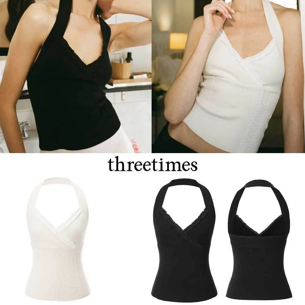 threetimes  |Street Style Cotton Glitter Logo Tanks & Camisoles