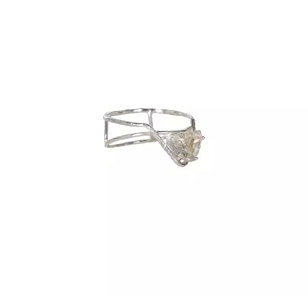 Trillion Ring Rutilated Quartz, Silver