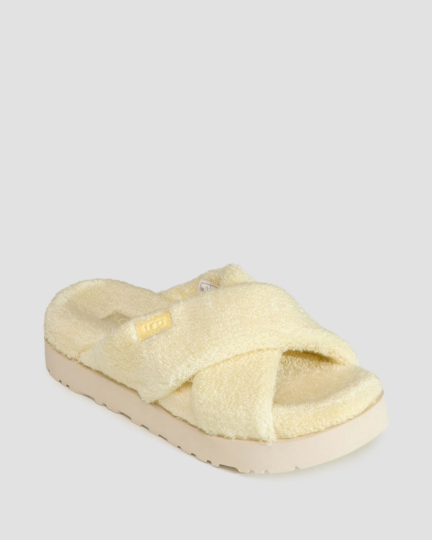 UGG FUZZ SUGAR TERRY CROSS sliders 1126385-banana-pudding